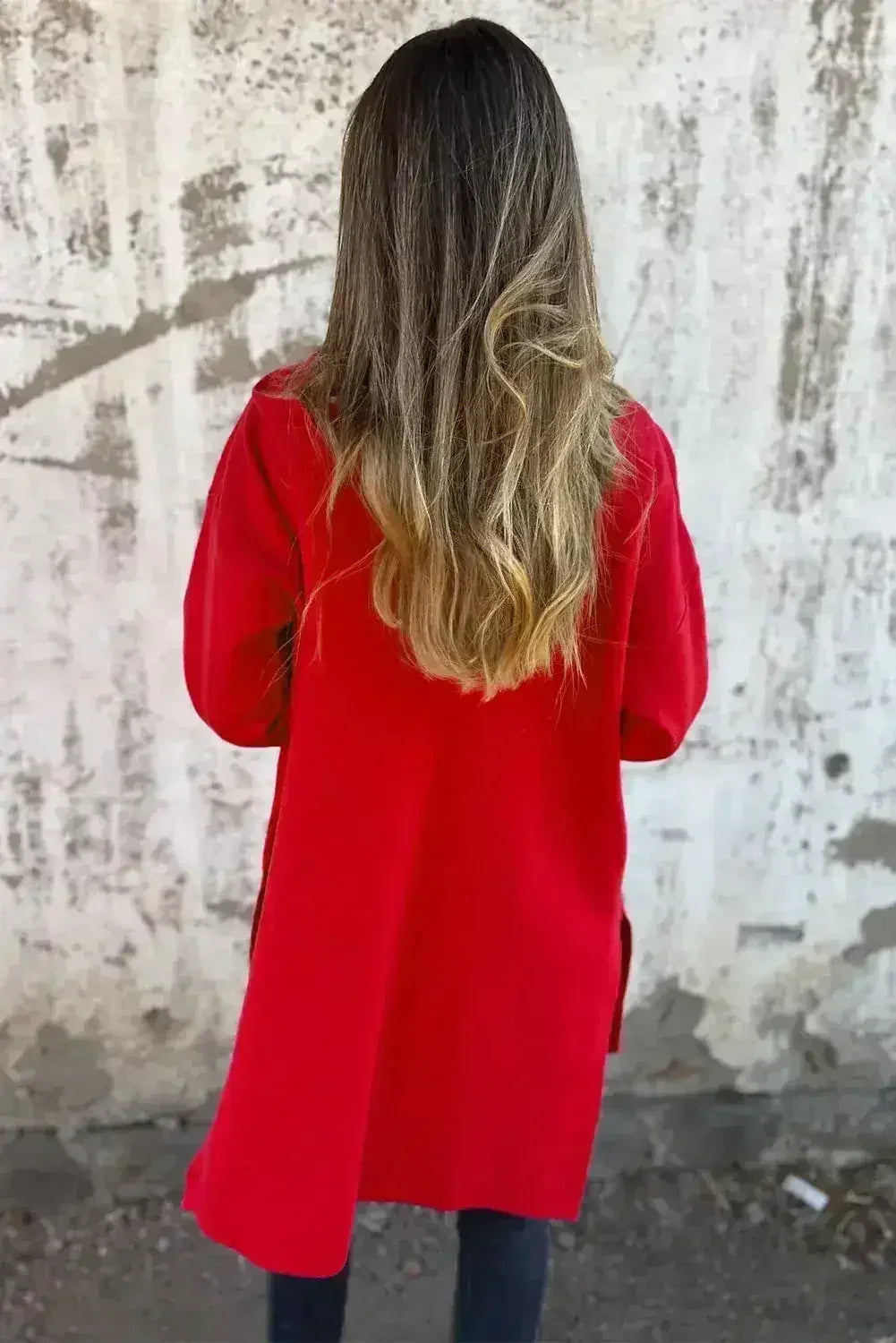 Red Zip-Up Hooded Coat - Minimalist Casual Jacket - Streetwear Essential