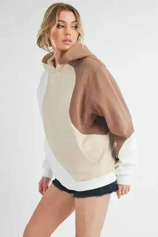Color Block Hoodie - Kangaroo Pocket Pullover | Aemi + Co | Femstylo