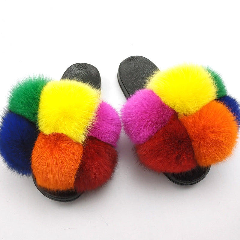 New SeasonSummer Women Slippers Faux Fur Slides For Women Fluffy Slippers House Shoes Woman Slippers Open Toe Fuzzy Fur Slippers Girls Fluffy House Slides Outdoor Indoor Slippers
