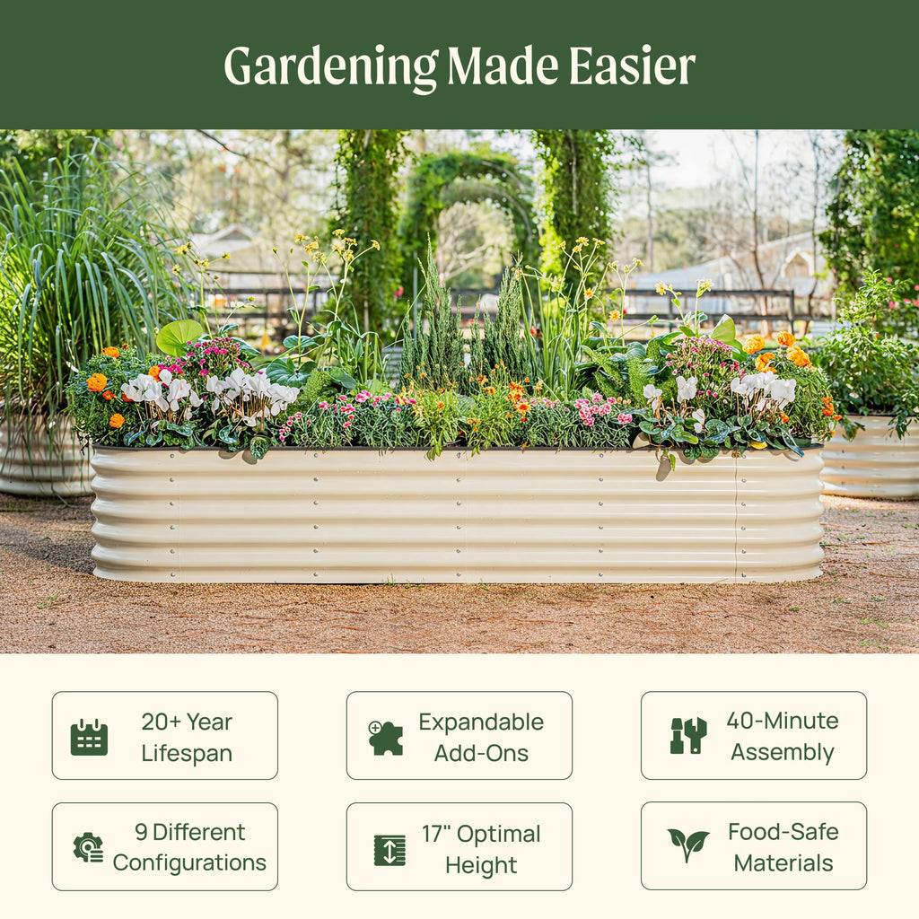 17" Tall 9 In 1 Large Modular Metal Raised Garden Bed Kit