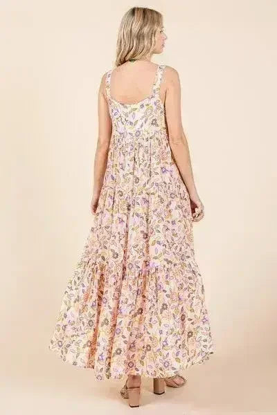 Sherbet Flower Print Sleeveless Empire Maxi Dress – femstylo