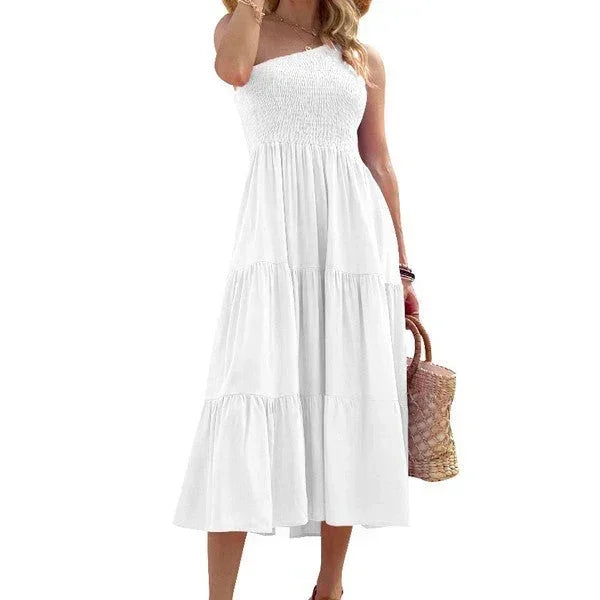 Solid One-Shoulder Dress