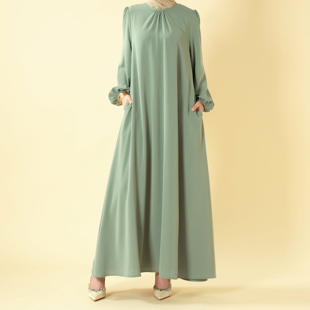 Candy Color Pleated Abaya | Must-have Essential Basic Dress (MA142)