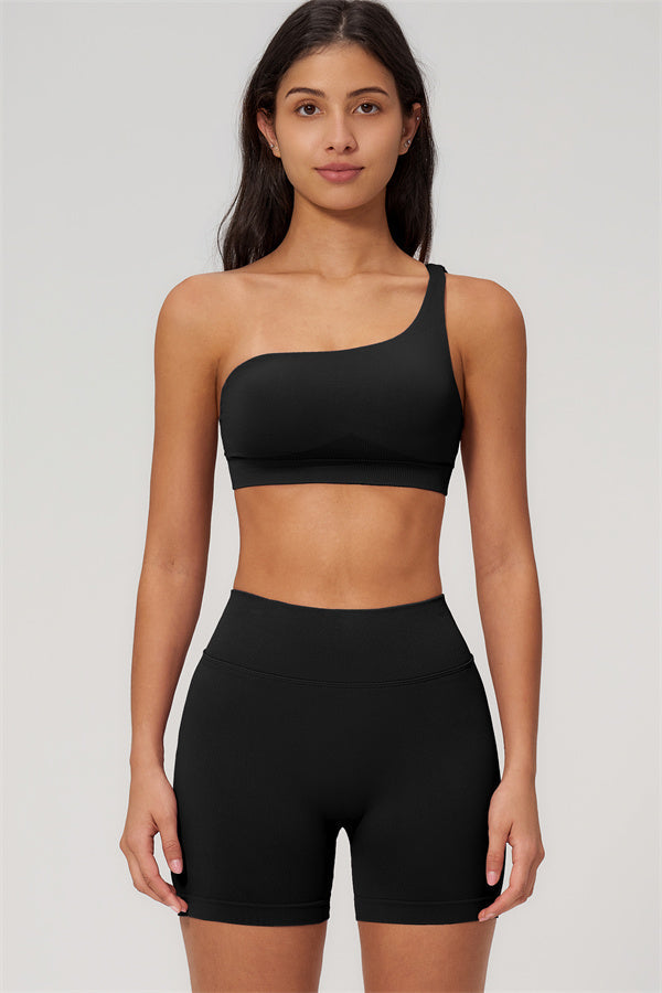The Empower One-Shoulder Sports Bra Shorts 2-Piece Set