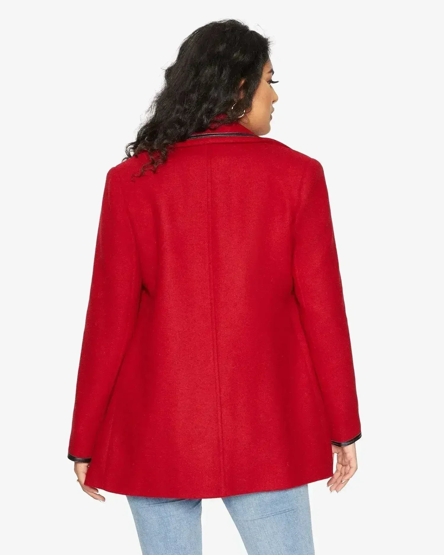 Wool Blend Contrast Trim Coat (1920)