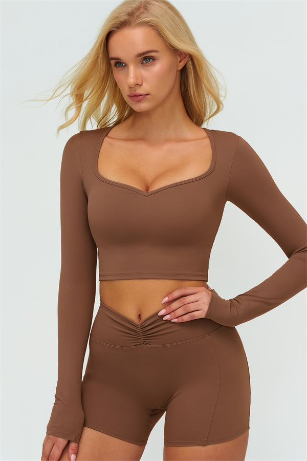 The Lushness Long Sleeve Crop top Shorts 2-Piece Set