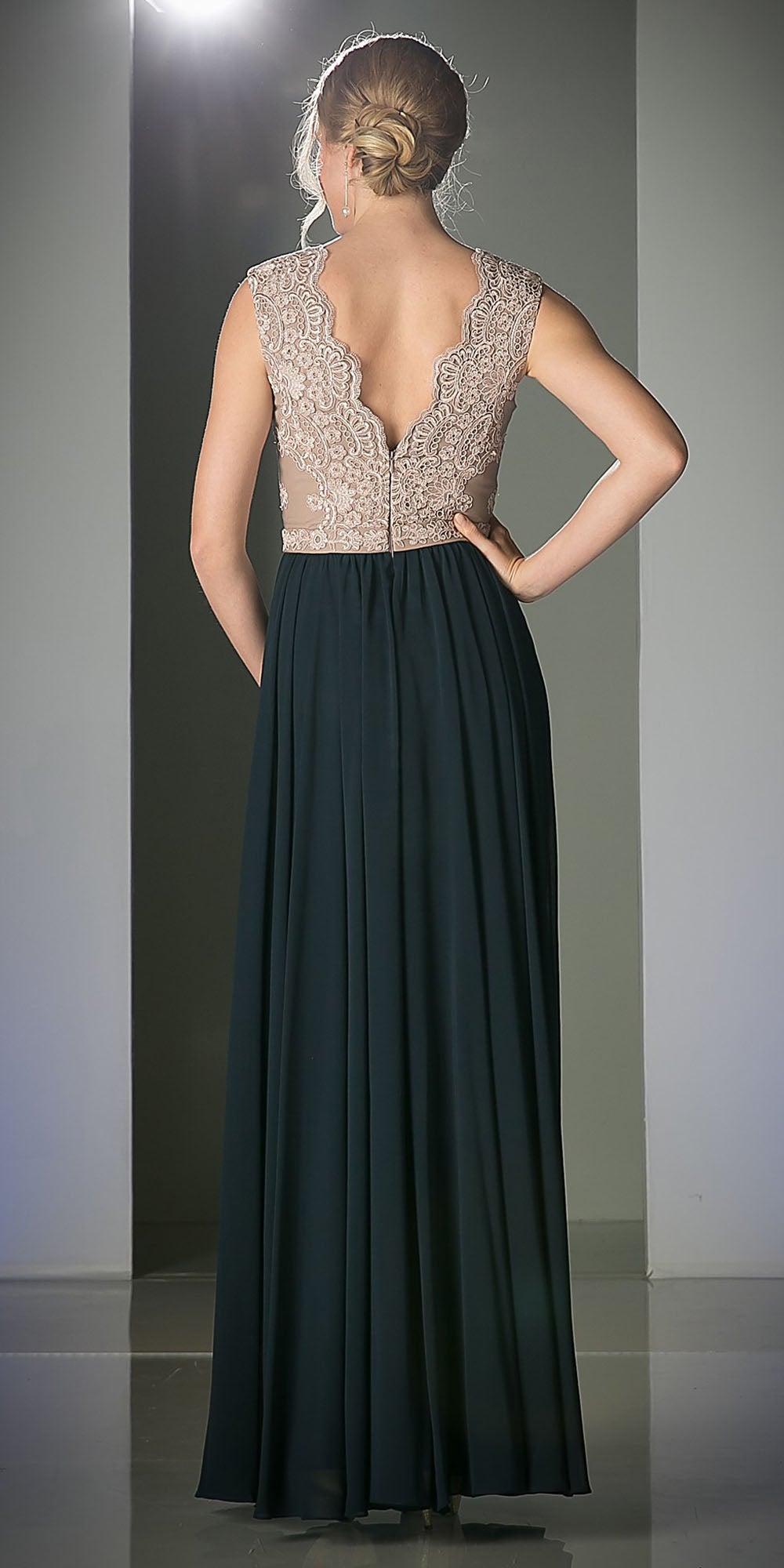 Cinderella Divine 1965 Sleeveless Dress V-Neck Embroidered Bodice