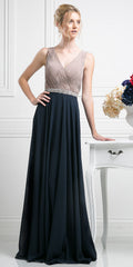 Cinderella Divine 1968 A-Line Chiffon Dress  Pleated V Neck