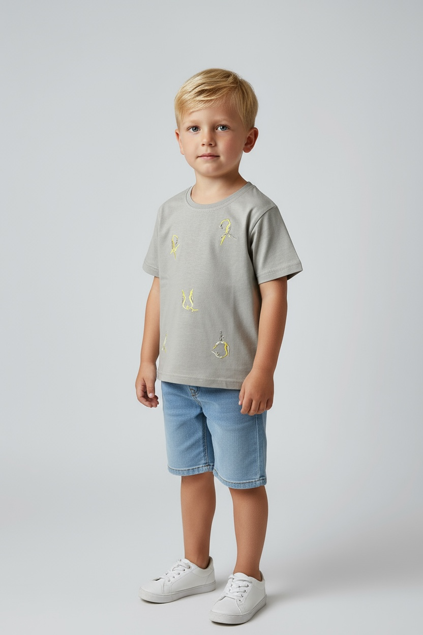 Grey Shirt with Embroidery