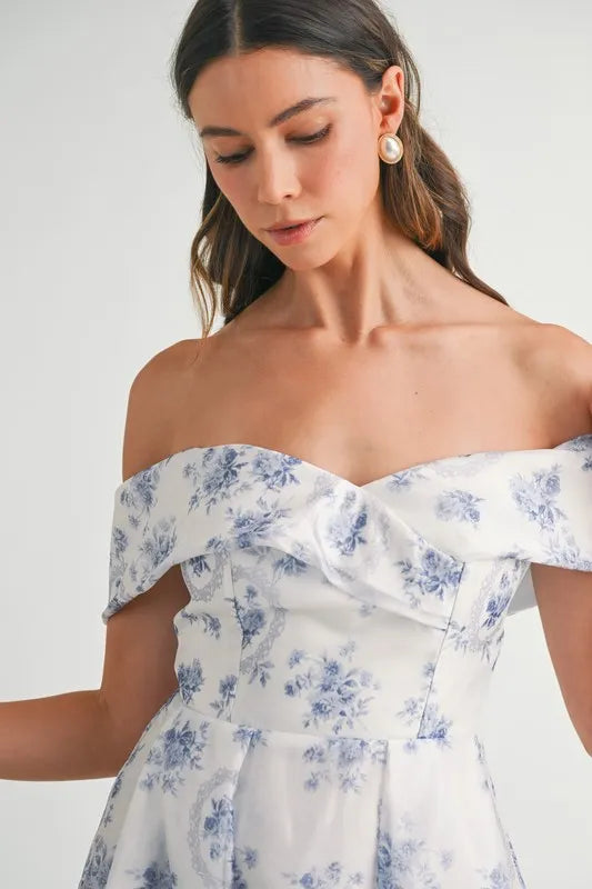 Floral Printed Off Shoulder Maxi Dress – Chic Off Shoulder Maxi Dress, Vibrant Floral Print, Beach Vacation Dress, Casual Summer Maxi Dress