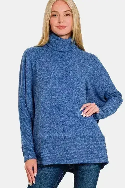 Zenana Brushed Melange Hacci Turtleneck Sweater | Cozy & Stylish
