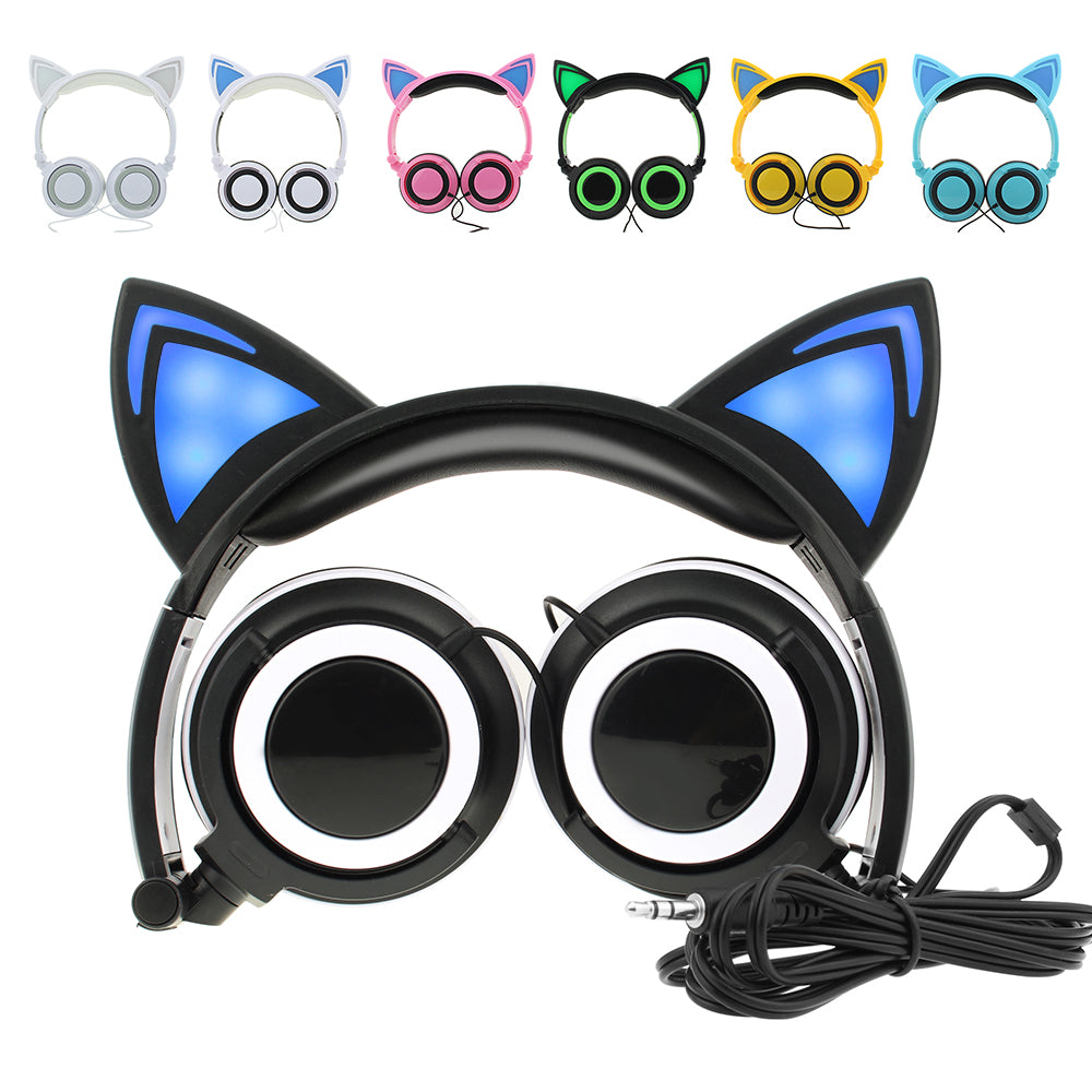 Luxury New Popular Esonstyle Kids Headphones Over Ear with LED Glowing Cat Ears,Safe Wired Kids Headsets 85dB Volume Limited, Food Grade Silicone, 3.5mm Aux Jack, Cat-Inspired Purple Headphones for Girls and Kids