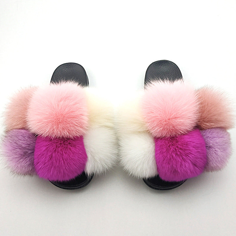 New SeasonSummer Women Slippers Faux Fur Slides For Women Fluffy Slippers House Shoes Woman Slippers Open Toe Fuzzy Fur Slippers Girls Fluffy House Slides Outdoor Indoor Slippers