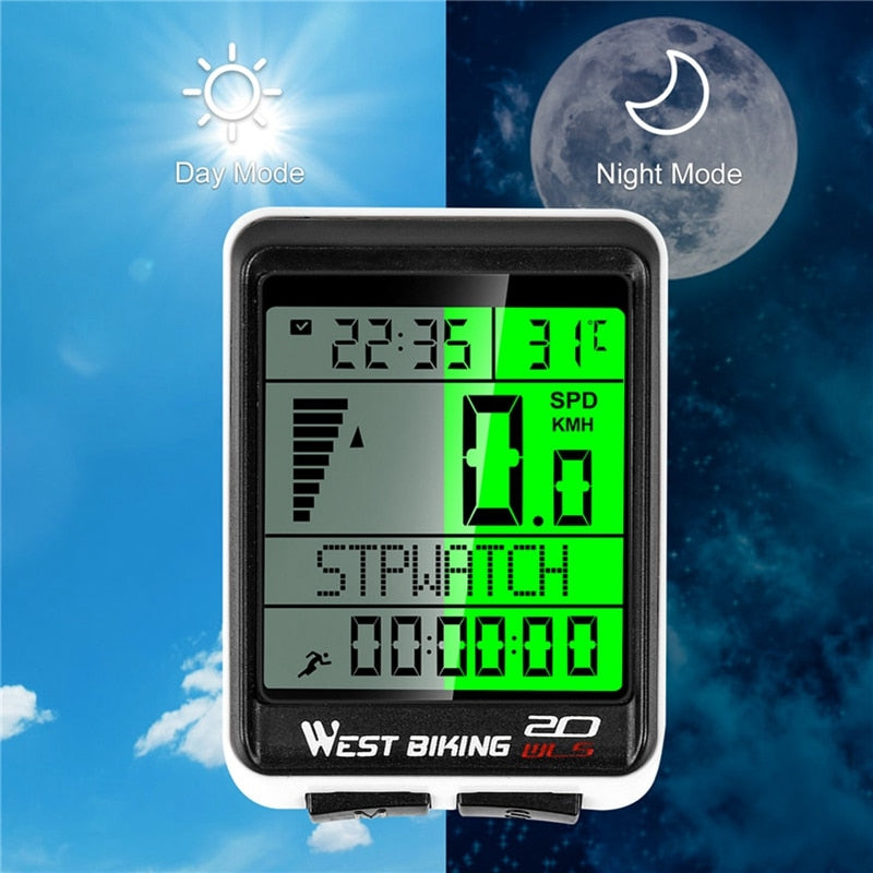 Bicycle Computer Road Bike Table Light Wired Wireless Waterproof Luminous Speedometer Waterproof Cycling Odometer Smart Sensor Auto Wake-Up Multi-Function Bicycle Speed Tracker With LCD Backlight Display