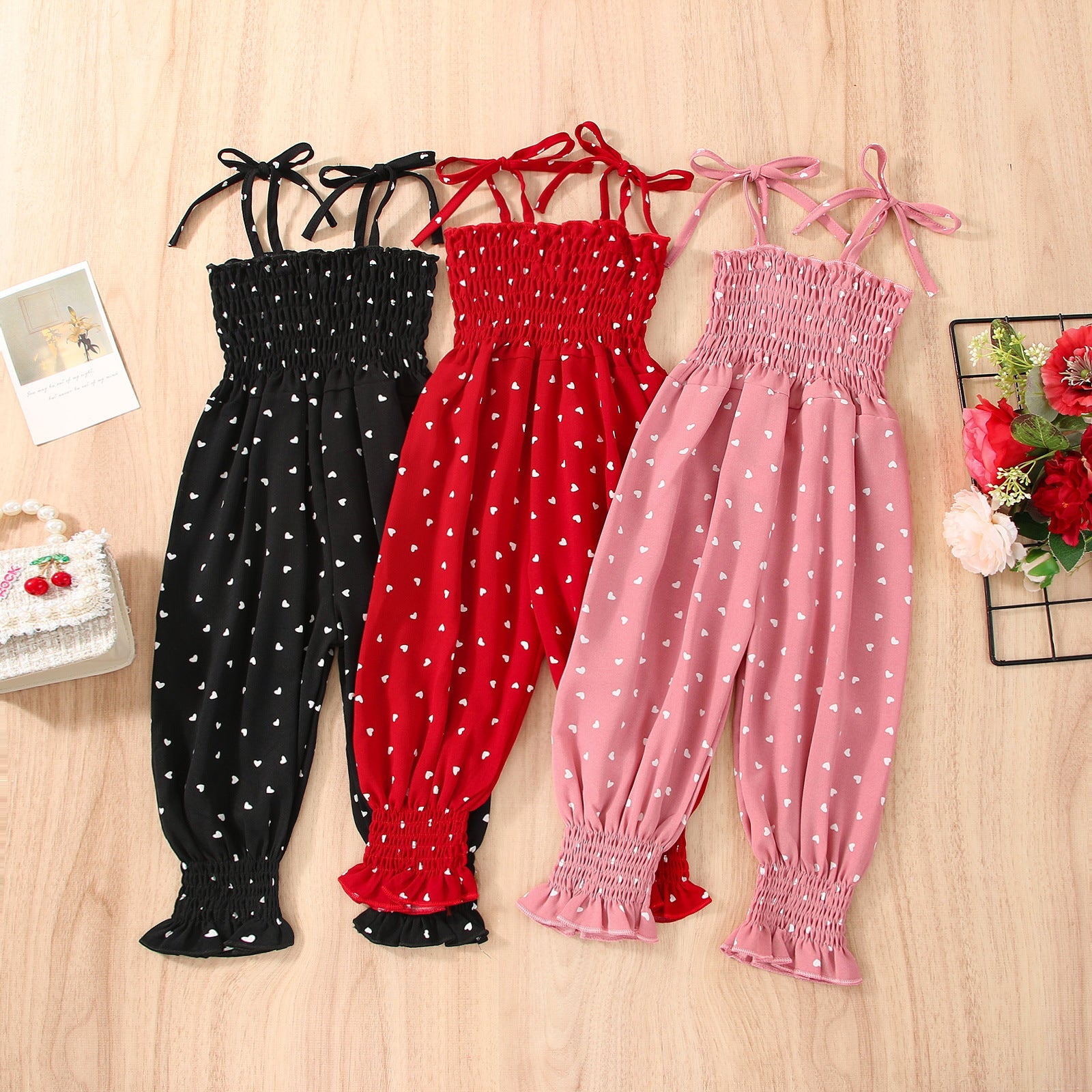 Baby Summer Clothes Sleeveless Strap Pants Solid Overalls Cotton Outfits Jumpsuits/ Romper for Girls