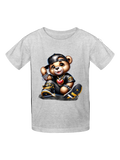 Boys Black Hat Teddy Bear Short Sleeve T-Shirt