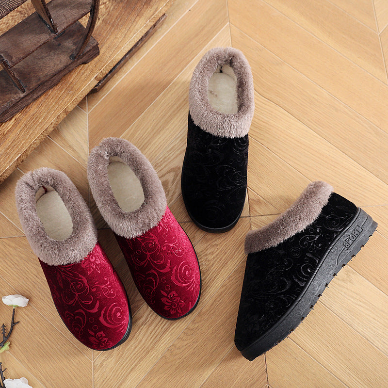 Home Slippers For Women Winter Warm Plush Cotton Home Slippers Women Non Slip Velvet Cotton Couple Soft Shoes Indoor Warm Fuzzy Plush Fleece Lining Bedroom Comfy Home Living Room Shoes