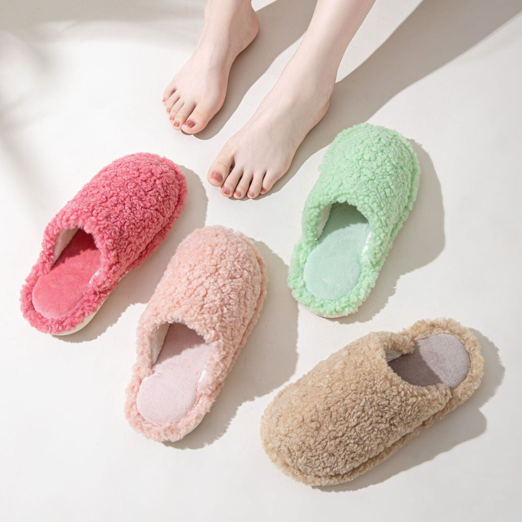 Comfortable Cotton Slippers Home Women Winter Indoor Non-Slip Warmth Shoes Couple Plush Slippers Unisex Men's And Women's House Slippers Indoor Memory Foam Cotton Slippers