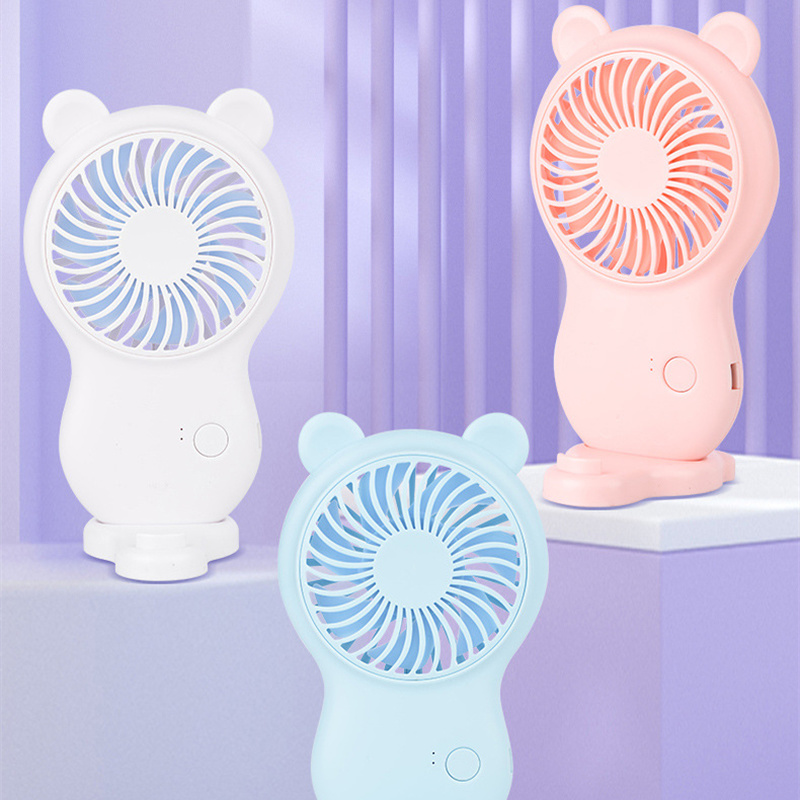 Handheld Pocket Mini Fan Portable With Bracket USB Mini Fan Portable Pocket Fan Cartoon Handheld Desktop Rechargeable Standing Fan Three Gear Wind Speed Regulation Battery Operated USB Small Fan with 3 Speeds for Home Office Car Outdoor Travel