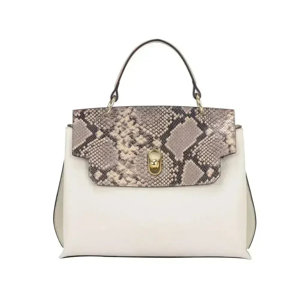 Maria Carla Luxury Leather Handbag - Smooth Cowhide & Python | Femstylo
