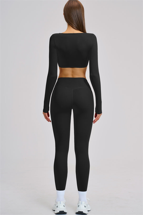 The Zestful Long Sleeve Crop Top Leggings 2-Piece Set