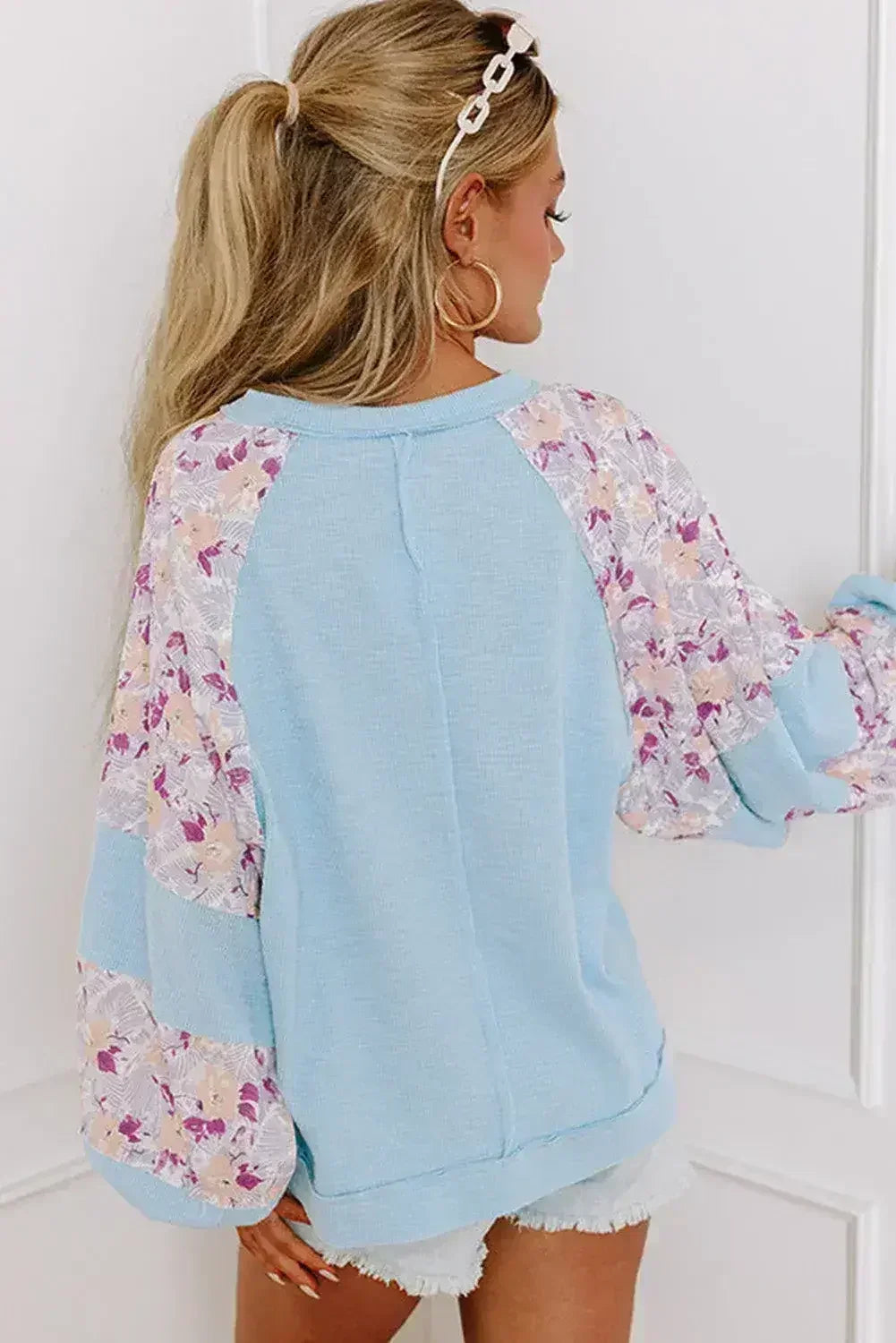 Floral Patchwork Blouse - Balloon Sleeve Top | Femstylo