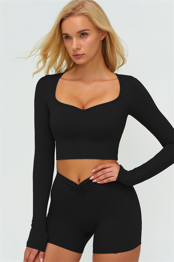 The Lushness Long Sleeve Crop top Shorts 2-Piece Set