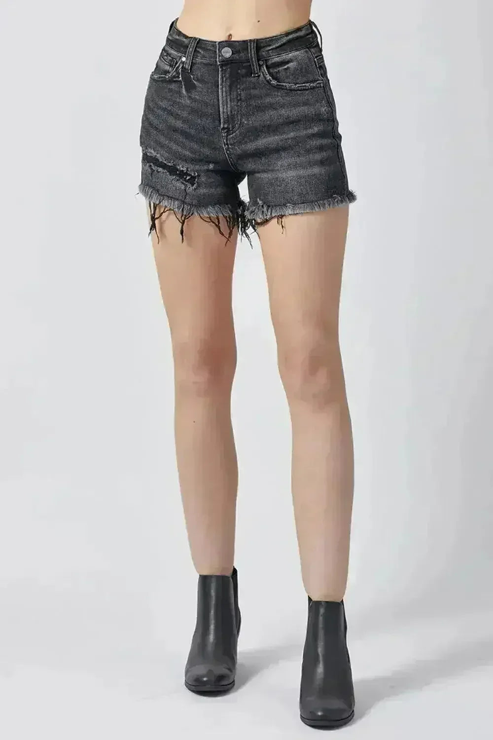 RISEN Raw Hem Denim Shorts with Pockets