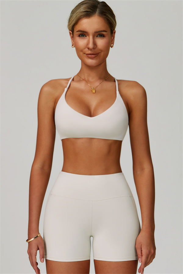 The Bold Cross Back Sports Bra Shorts 2-Piece Set