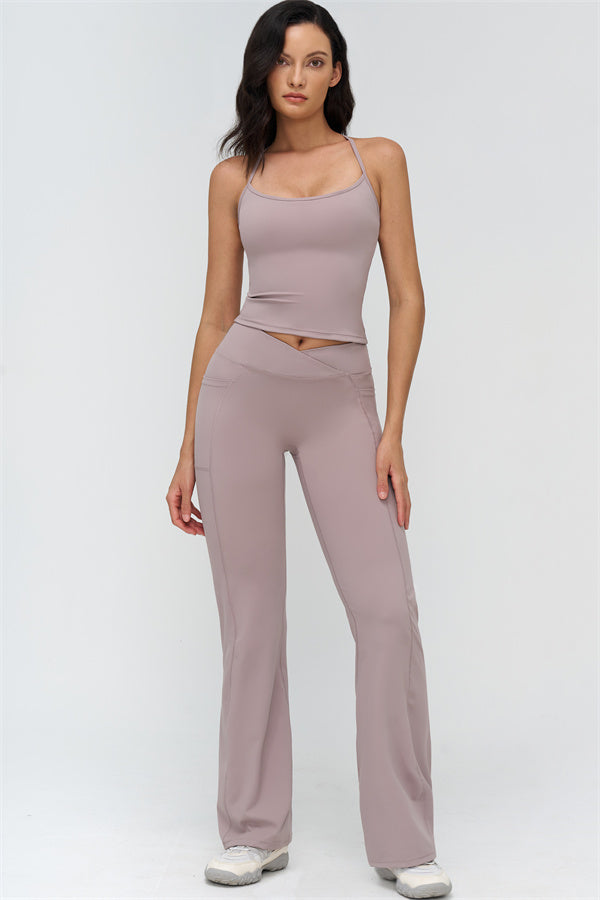 The BoldFit Crop Top Flared Leggings 2-Piece Set
