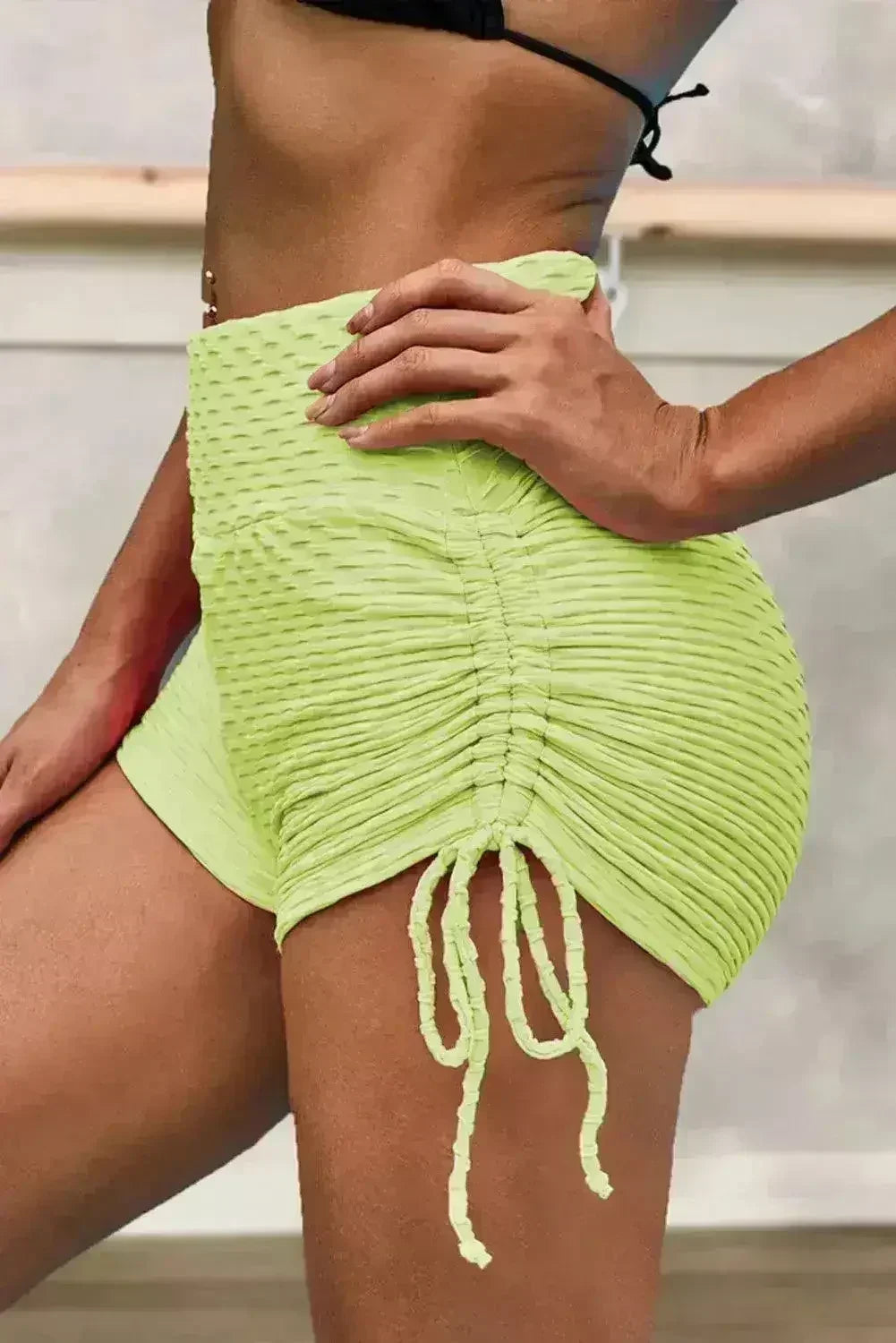 Yellow Butt Lifting High Waist Women's Swim Short