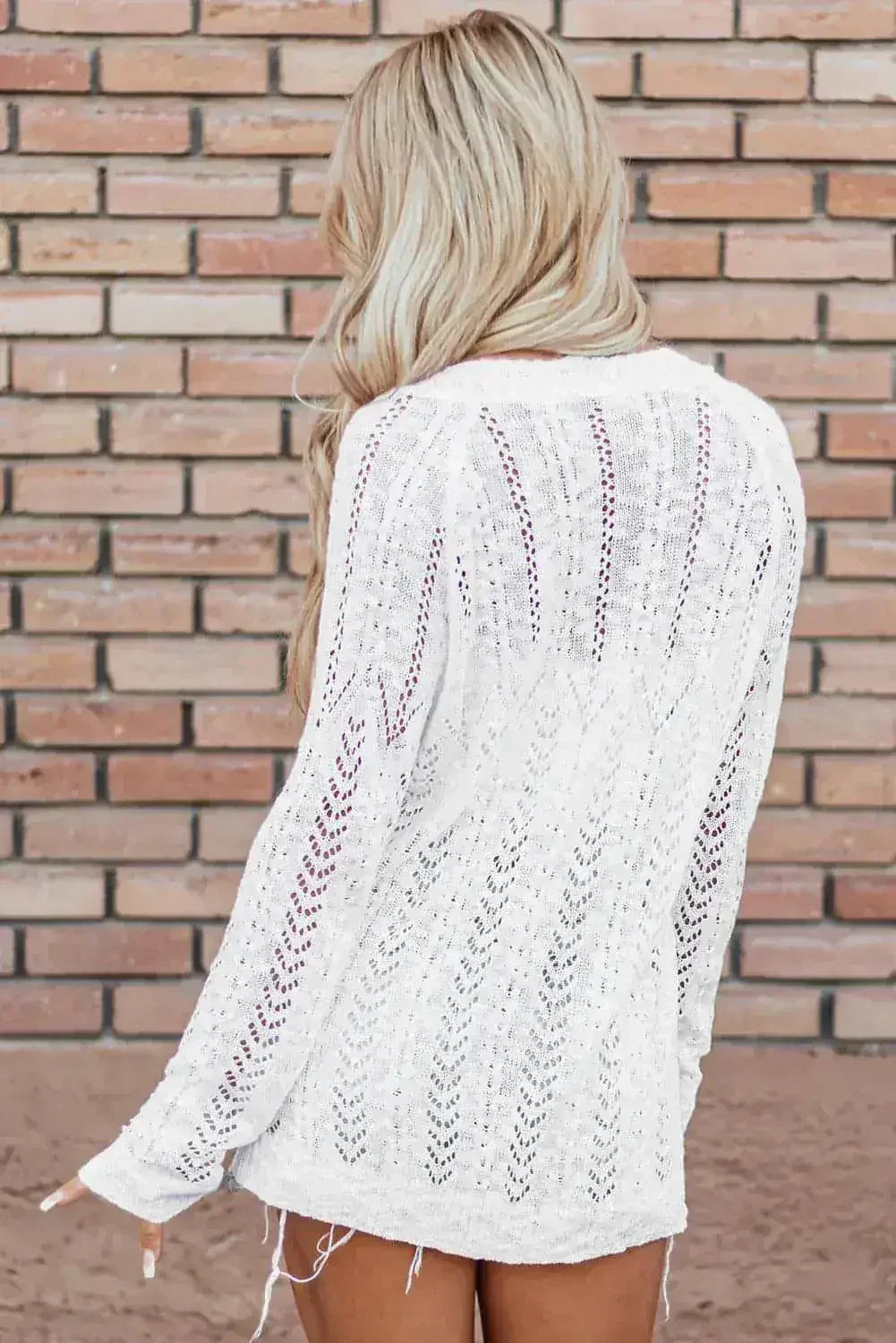 White Open Knit Cardigan - Lightweight & Machine Washable | Femstylo