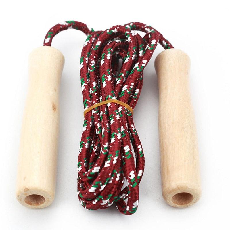 1PC Random Color Sports Skipping Rope Practice Speed Jump Wood Grip Handle Children Kid Fitness Training Classic Wooden Handles Outdoor Fun Activity Great Party Favor Exercise Activity For Kids