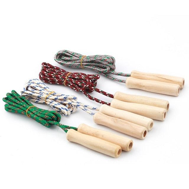 1PC Random Color Sports Skipping Rope Practice Speed Jump Wood Grip Handle Children Kid Fitness Training Classic Wooden Handles Outdoor Fun Activity Great Party Favor Exercise Activity For Kids