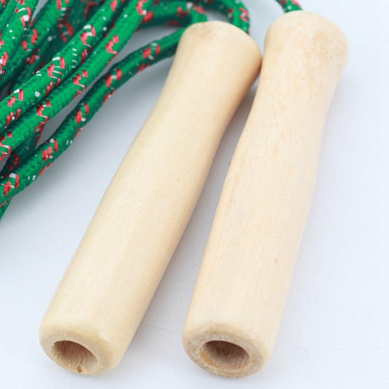 1PC Random Color Sports Skipping Rope Practice Speed Jump Wood Grip Handle Children Kid Fitness Training Classic Wooden Handles Outdoor Fun Activity Great Party Favor Exercise Activity For Kids