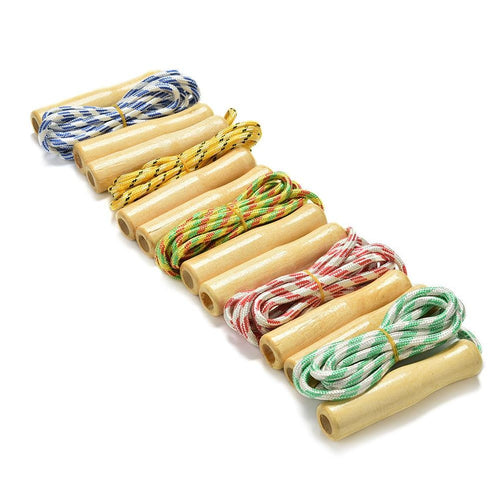 1PC Sports Skipping Rope Practice Speed Jump Random Color Wood Grip Handle Children Kid Fitness Adjustable Wooden Handle Skipping Rope Best For Boys Girls Fitness Training