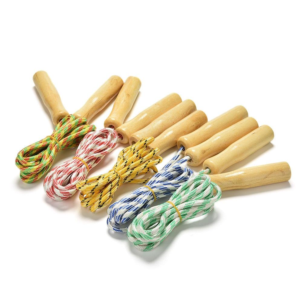 1PC Sports Skipping Rope Practice Speed Jump Random Color Wood Grip Handle Children Kid Fitness Adjustable Wooden Handle Skipping Rope Best For Boys Girls Fitness Training