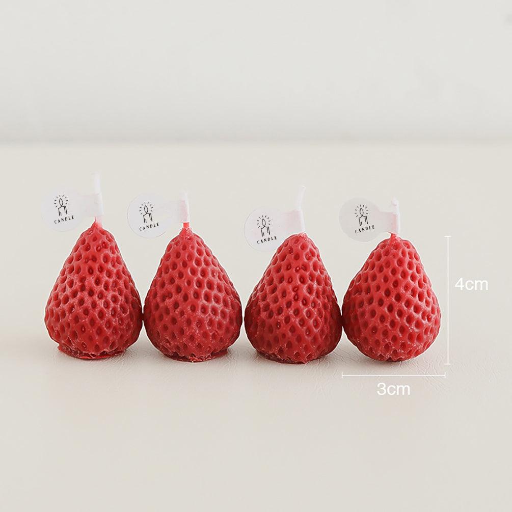 1PC/4PCS Strawberry Decorative Aromatic Candles Strawberry Shaped Scented Candle Mini Soy Wax Candle Small Scented Candle Wax Decorative Candle for Bedroom Bathroom Decoration Parties Soy Wax Scented Candle For Birthday Wedding Candle