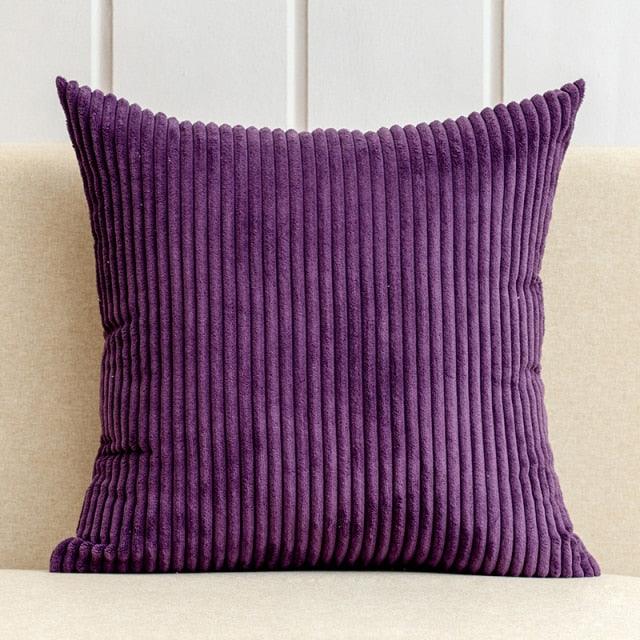 1Pcs Beautiful Color Corduroy Pillow Case Decorative Sofa Cushion Cover Solid Color Corduroy Cushion Cover With Stripe Pattern Home Decor Charming 21 Colors