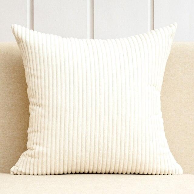 1Pcs Beautiful Color Corduroy Pillow Case Decorative Sofa Cushion Cover Solid Color Corduroy Cushion Cover With Stripe Pattern Home Decor Charming 21 Colors