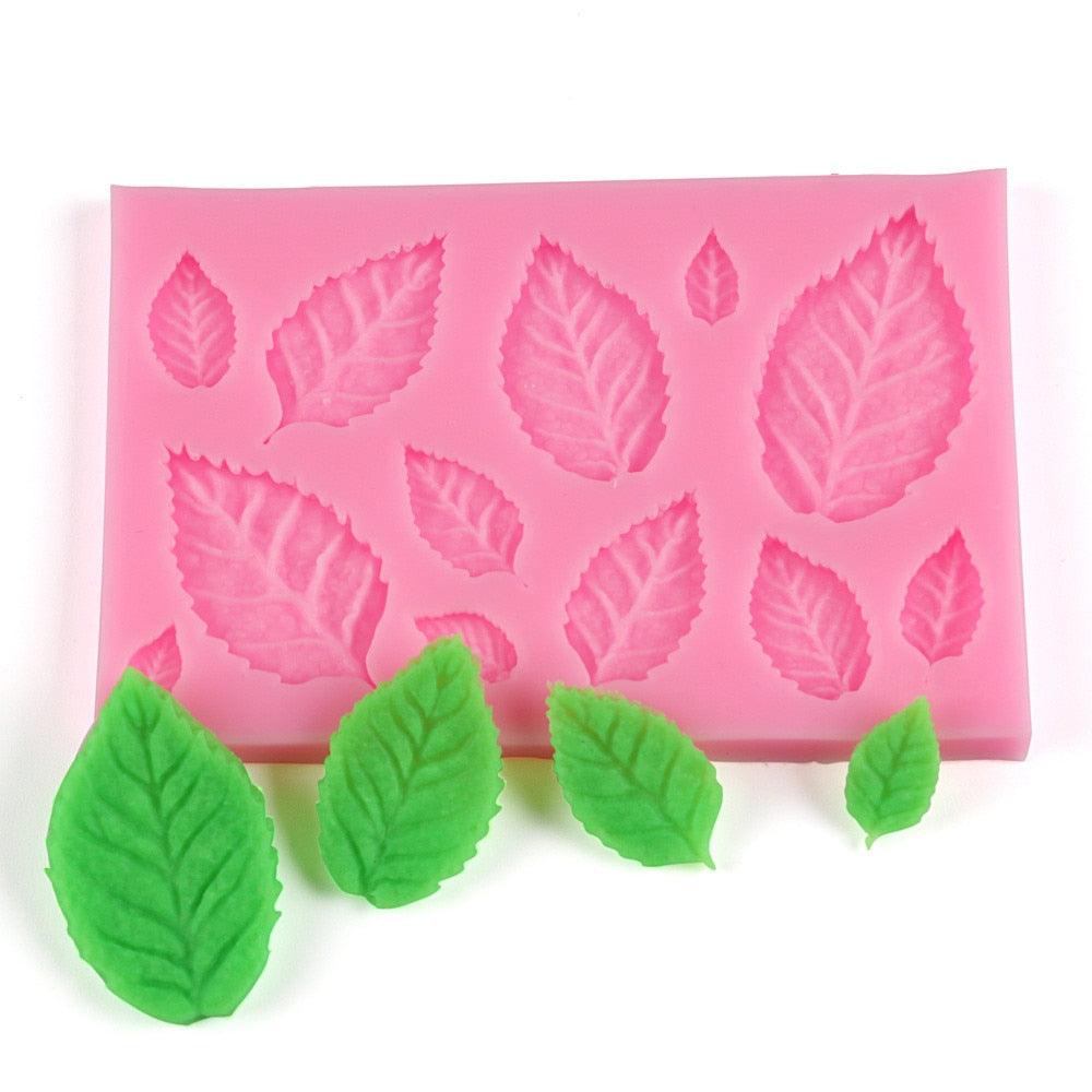 1Pcs Rose Flowers Leaves Silicone Mold Cake Form Chocolate Mold Soap Mold Wedding Cake Decorating Tools Assorted Leaf Mold 3D Leaf Silicone Mold For Chocolate Candy Sugar Craft Cake Decoration Cupcake