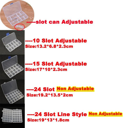 1pcs Square Transparent Plastic Storage Box Case 10/24 Slot Adjustable for Jewelry Beads Earring Case Organizer Plastic Pearl Container for Jewelry and Other Cosmetic Products