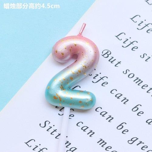 1pcs Starry Sky Candles Birthday Cake Decoration Gradient Party Cake Decor Candles Happy Birthday Number Candles for Cake Topper Decoration for Party