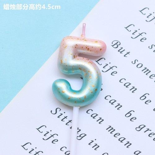1pcs Starry Sky Candles Birthday Cake Decoration Gradient Party Cake Decor Candles Happy Birthday Number Candles for Cake Topper Decoration for Party