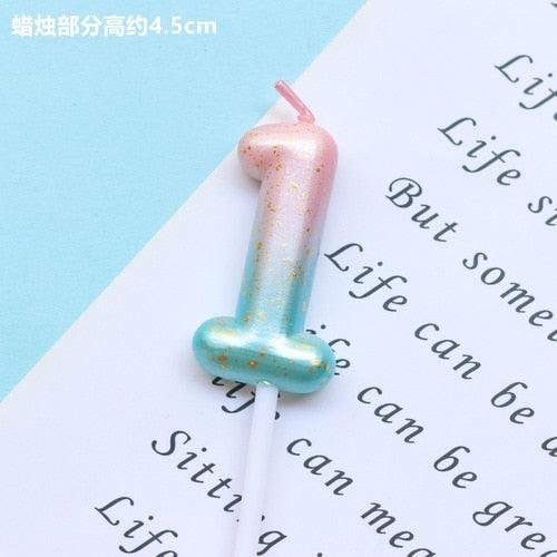 1pcs Starry Sky Candles Birthday Cake Decoration Gradient Party Cake Decor Candles Happy Birthday Number Candles for Cake Topper Decoration for Party