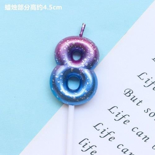 1pcs Starry Sky Candles Birthday Cake Decoration Gradient Party Cake Decor Candles Happy Birthday Number Candles for Cake Topper Decoration for Party