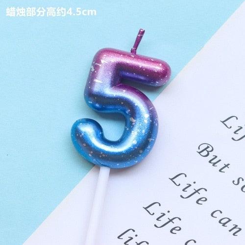 1pcs Starry Sky Candles Birthday Cake Decoration Gradient Party Cake Decor Candles Happy Birthday Number Candles for Cake Topper Decoration for Party