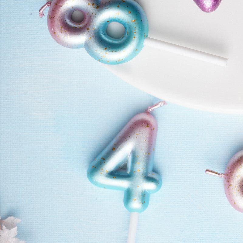 1pcs Starry Sky Candles Birthday Cake Decoration Gradient Party Cake Decor Candles Happy Birthday Number Candles for Cake Topper Decoration for Party