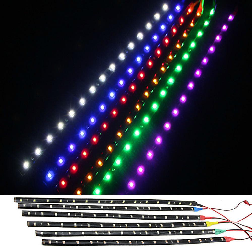 2 Pcs LED Strip Light Kit Blue Auto Interior Car Styling Lights LED Strip Waterproof Flexible Motorcycle Bicycle Decorative Lamps Waterproof LED Strip light For Car Interior  & Exterior Decoration