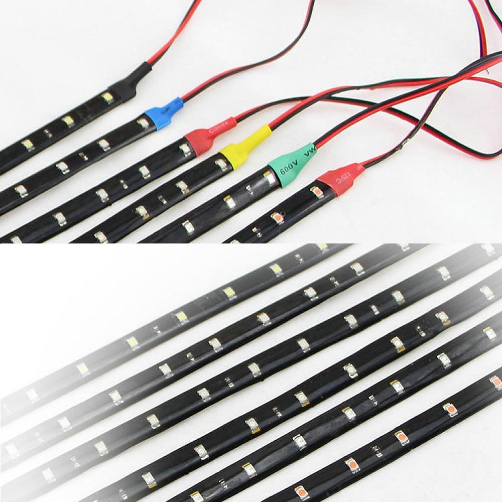2 Pcs LED Strip Light Kit Blue Auto Interior Car Styling Lights LED Strip Waterproof Flexible Motorcycle Bicycle Decorative Lamps Waterproof LED Strip light For Car Interior  & Exterior Decoration